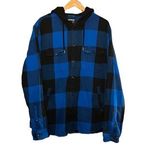 EXPRESS Men Black & Blue Flannel Jacket